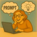 Zeichnung Frau am Laptop Prompting © KI generiert