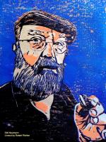 Mann spielt Mundharmonika. Bild © Neumann / Linocut by Robert Richter