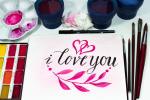 Pinsel und Farben mit 