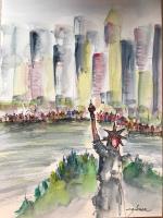 Aquarell mit Freiheitsstatue vor New York © Winfried Cramer