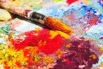 farbiger Pinsel und buntgemischt aufgetragene Farben © Pixeltheater / Fotolia.com
