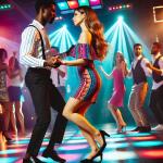 Ein Mann und eine Frau, die zusammen Discofox tanzen. © KI generiert.