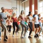 Eine Gruppe von Menschen, die Line Dance tanzen. Bild © KI generiert