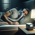 seitlich im Bett liegender Mann mit Atemgerät © pixabay