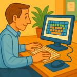 Person lernt Computerschreiben © KI generiert Person lernt Computerschreiben © KI generiert