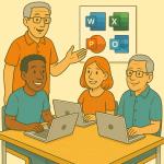 Lehrkraft Computerunterricht Microsoft Office © KI generiert