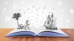 Aufgeschlagenes Buch mit illustrierter daraus entspringender Kinderphantasie © Pixabay
