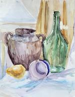 Aquarell mit Krug, Flasche und Becher © Tetyana Bytniewski