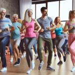 Eine Gruppe von Menschen, die Line Dance tanzen. Bild © KI generiert