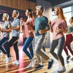 Eine Gruppe von Menschen, die Line Dance tanzen. Bild © KI generiert