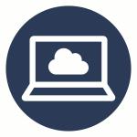 Laptop Icon mit Wolke auf Display © vhs Laptop Icon mit Wolke auf Display © vhs